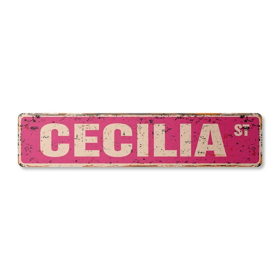CECILIA Vintage Plastic Street Sign Childrens Name Room Sign | Indoor/Outdoor | 36" Wide