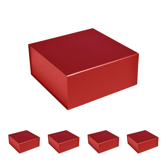 CECOBOX Gift Box 6"x6"x2.75" 5PC Red Matte Collapsible Magnetic Box with Lid for Gift, Packaging, Bridesmaid, Birthday, Christmas, Easy Assembly, Gift Boxes (6"x6"x2.75" (Pack of 5), Red)