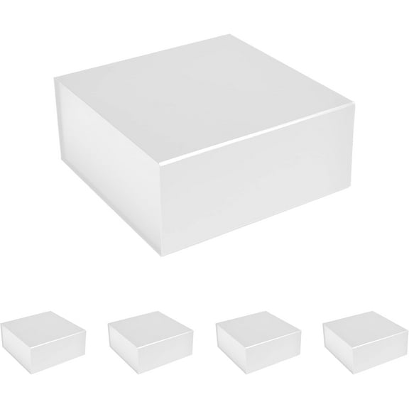 CECOBOX Gift Box 6"x6"x2.75" 5PC White Matte Collapsible Magnetic Box with Lid for Gift, Packaging, Bridesmaid, Birthday, Christmas, Easy Assembly, Gift Boxes (6"x6"x2.75" (Pack of 5), White)