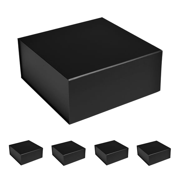 CECOBOX Gift Box 8"x8"x3.1" 5PC Black Matte Collapsible Magnetic Box with Lid for Gift, Packaging, Bridesmaid, Birthday, Christmas, Easy Assembly, Gift Boxes (8"x8"x3.1" (Pack of 5), Black)