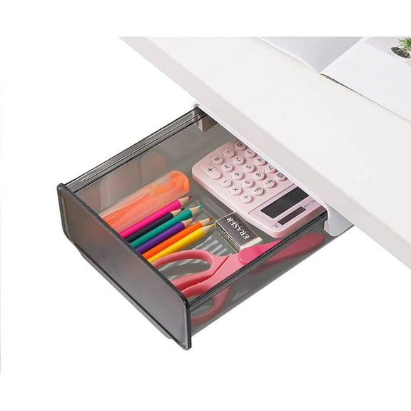 CECOLIC Under Desk Drawer Organizer, Table Hidden Slide Out Desk Drawer Plastic Desk Accessories & Workspace Organizers,Hidden Desktop Organizer Pen Holder for Desk Self-Adhesive