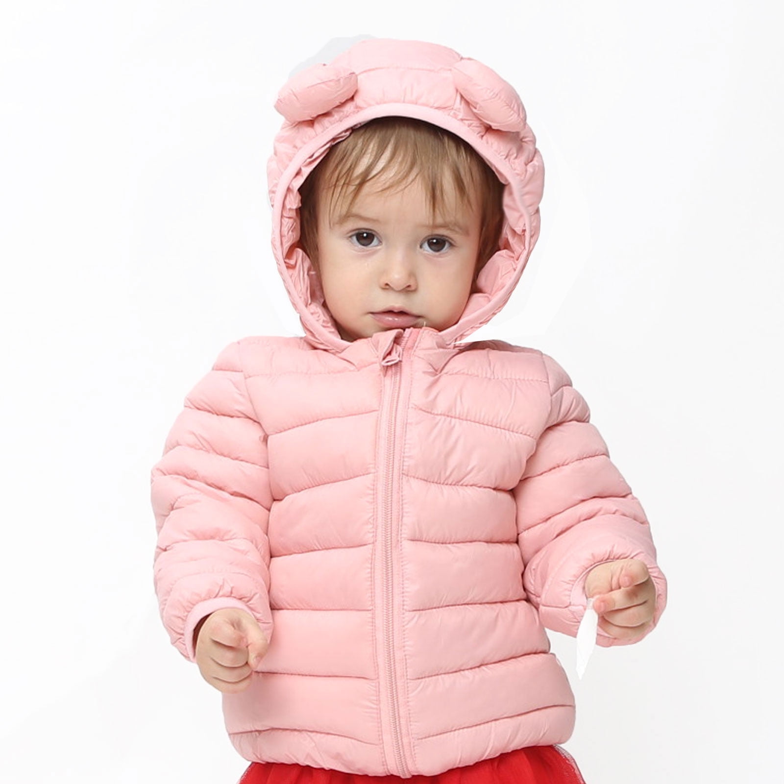 CECORC Baby Toddler Winter Puffer Jacket Baby Winter Solid Hooded Coat Long Sleeve 4T Pink Walmart