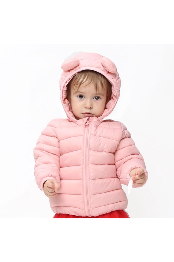 Baby/Toddler Winter Puffer Jacket Baby Winter Solid Hooded Coat Long Sleeve 4T,Pink