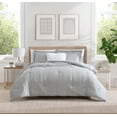 thumbnail image 1 of CEDAR COURT Morgan Textured Seersucker Stripe Silver Grey 3-Piece Soft Polyester Seersucker Comforter Set - King, 1 of 6