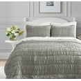 thumbnail image 1 of CEDAR COURT Ultra Soft Garment Washed Ruched 3 PC Quilt Bedding Set - Taupe - Full/Queen, 1 of 6