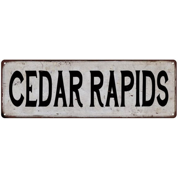 CEDAR RAPIDS Vintage Look Rustic Metal 6x18 Sign City State 106180041348