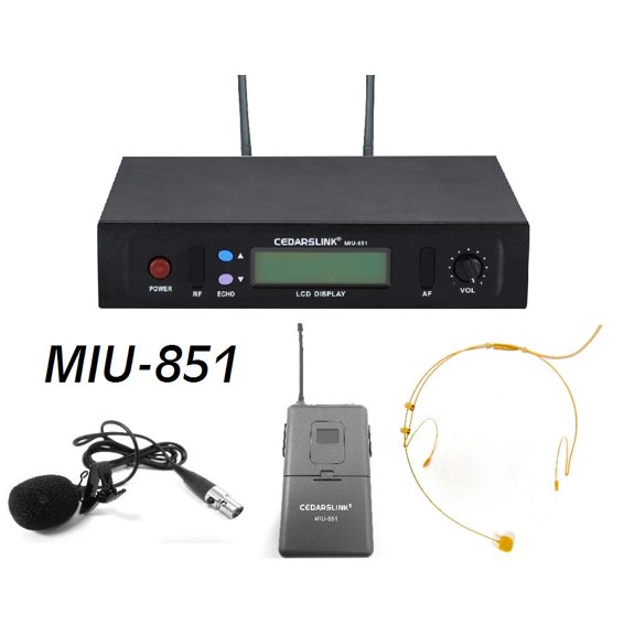 CEDARSLINK PROFESSIONAL SINGLE UHF WIRELESS HEADSET AND LAVALIER MICROPHONE SET WITH "ECHO" CONTROL