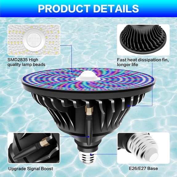 CEDIO 120V 90W Pool Lights for Inground Pool, Led Pool Light Bulb for Inground Pool, Color Changing Underwater Pool Light with Remote Control, E26/E27 Replacement$$Garden & Patio