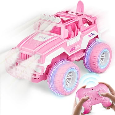 CEDQ Pink RC Remote Control Cars For Girls, 1/16 Remote Control Off-Road Car Toys, LED Light & Rechargeable Batteries,80 Min Playtime 2.4 GHZ Truck Toy for 3-18 Boys Girls,Cars Toy Gifts for Birthday
