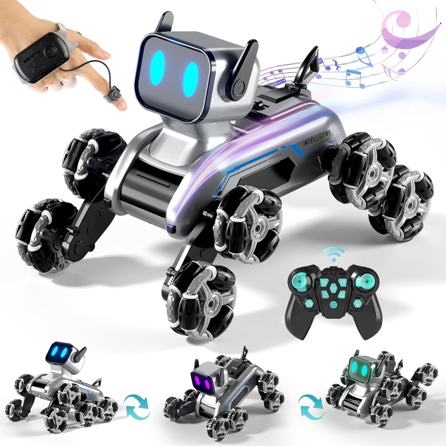 CEDQ Remote Control Robot Toy for 6-8, 8WD Gesture Sensing Stunt RC Robot Dog for 8-12 Year Old Boys, RC Car Toys for Kids, Christmas Birthday Gifts Ages 5-7, 8-12