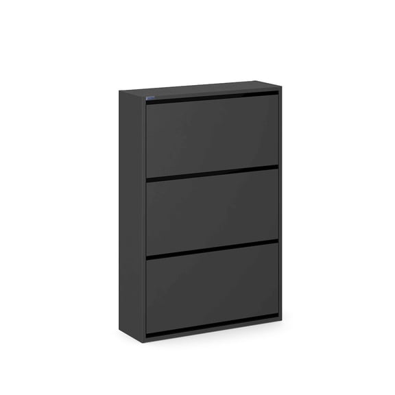 CEHA USA 3-Tier Wooden Shoe Cabinet in Black