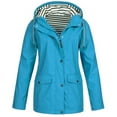thumbnail image 1 of CEHVOM Plus Size&nbsp;Tops&nbsp;for Women Women Solid Rain Jacket Outdoor Plus Size Waterproof Hooded Raincoat Windproof, 1 of 3