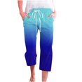 thumbnail image 1 of Nnhblu Women Cargo Trousers Drawstring Baggy Pants Loose Jogger Cropped Trousers Capri Leggings with Pockets for Women Pocket Blue, 1 of 5