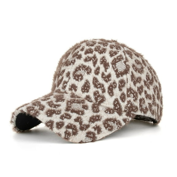 CEHVOM Women Men Plush Keep Warm Leopard Adjustable Baseball Cap Hip Hop Hat Sun Hat