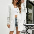 thumbnail image 1 of CEHVOM Women's Autumn Winter Solid Lace Splicing Long Sleeves Medium And Long Cardigan Tops, 1 of 7