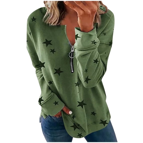 CEHVOM Women's Causal 1/4 Zip Pullover Long Sleeve Collar Sweatshirts Solid Activewear Running Jacket