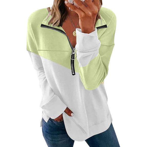 CEHVOM Women's Causal 1/4 Zip Pullover Long Sleeve Collar Sweatshirts Solid Activewear Running Jacket