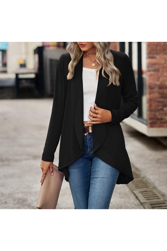 Women's Long Sleeve Solid Color Loose Cardigan Top Knit Jacket