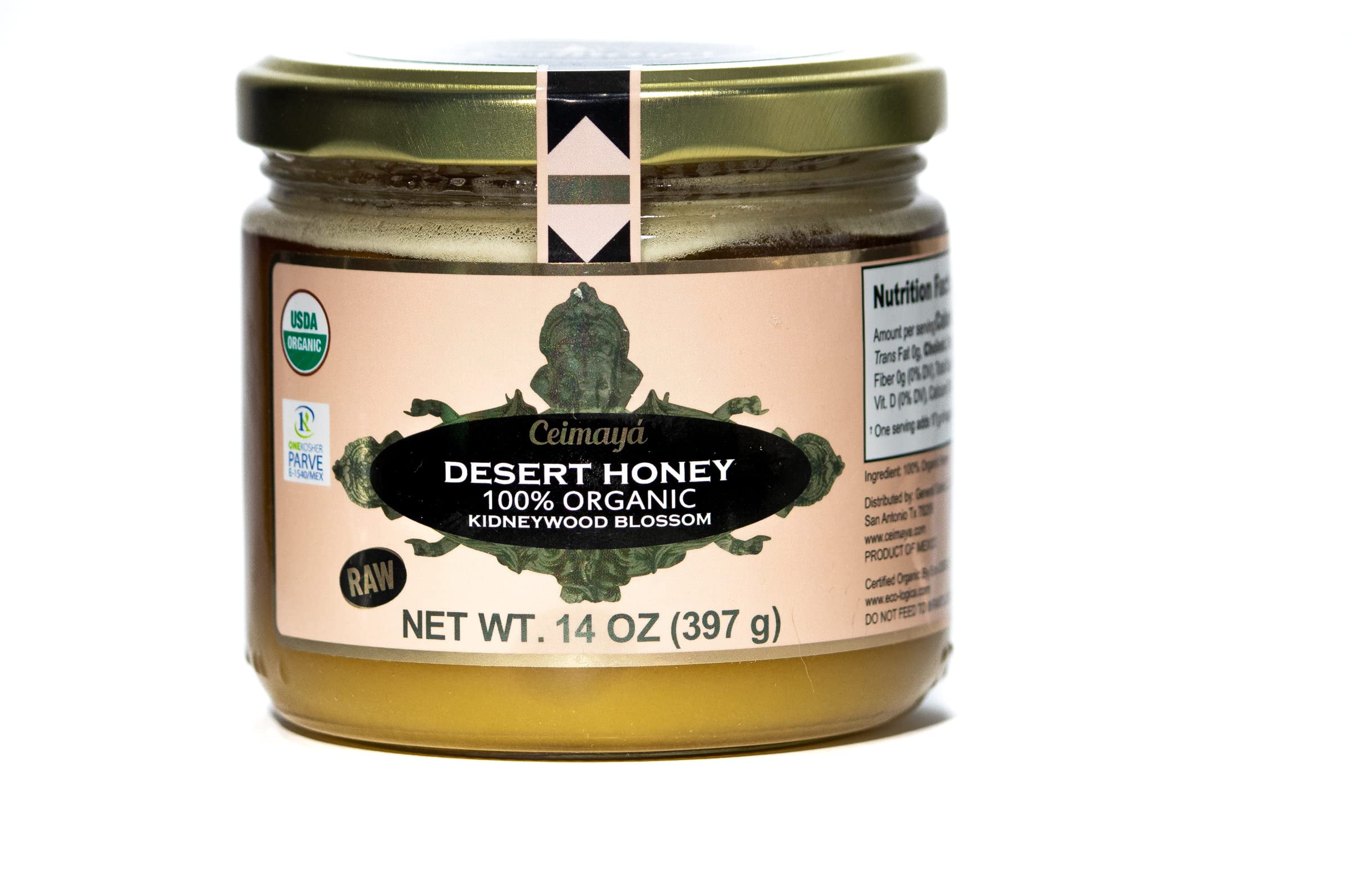 CEIMAYÁ | Desert Honey, Kidneywood blossom, pure raw honey, 100% Organic & Kosher | 14 oz