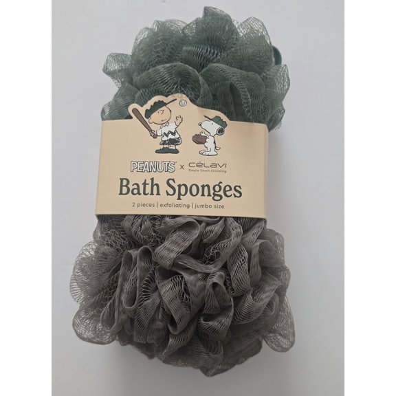 CELAVI X PEANUTS 2PC BATH SPONGE WITH PRINTED STARPS