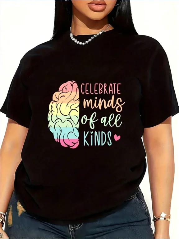 CELEBRATE Mings Of All KiNDS Women's Plus Size 1 Pcs T-Shirt Funny Graphic Short Sleeve Tee Novelty 100 Cotton Shirt Casual Crew Neck Top 2