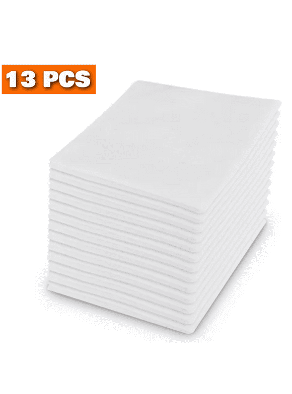 CELECTIGO Mens Handkerchiefs, 13Pcs Men's Pure White 100% Cotton Handkerchief, Soft Pocket Square Hankies 15 x 15 inches