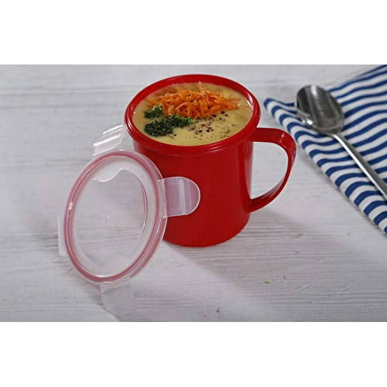 Celeste Home Products Soup Mugs with Handles Designed to Heat Soup, Noodles, Hot Beverages, and More in The Microwave, to Go Cup, Soup Mug, for Your