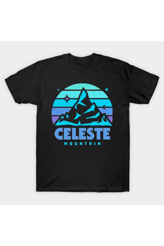CELESTE Madeline Mountain Summit Strawberry Glitch Indie Platformer Logo Unisex T-Shirt, up to size 3XL.