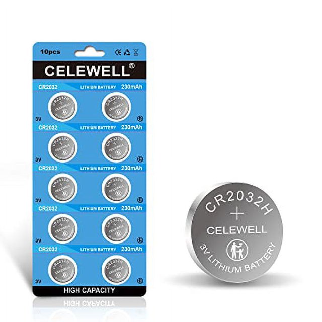 CELEWELL 10 Pack CR2032 Battery CR2032H 230mAh 3 Volt Lithium Battery 2032 ECR2032 Coin Button