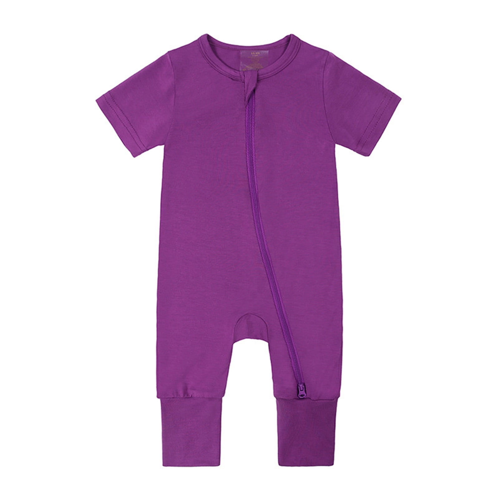 CELIEAN Baby Rompers Footless Pajamas Zipper Short Sleeve Sleeper