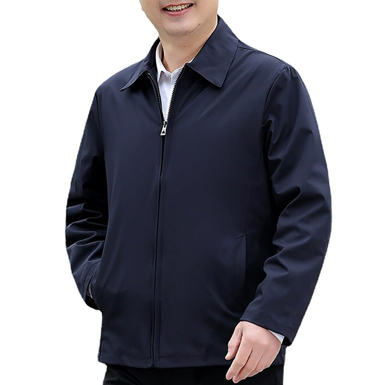 Navy blue polyester casual jacket hotsell