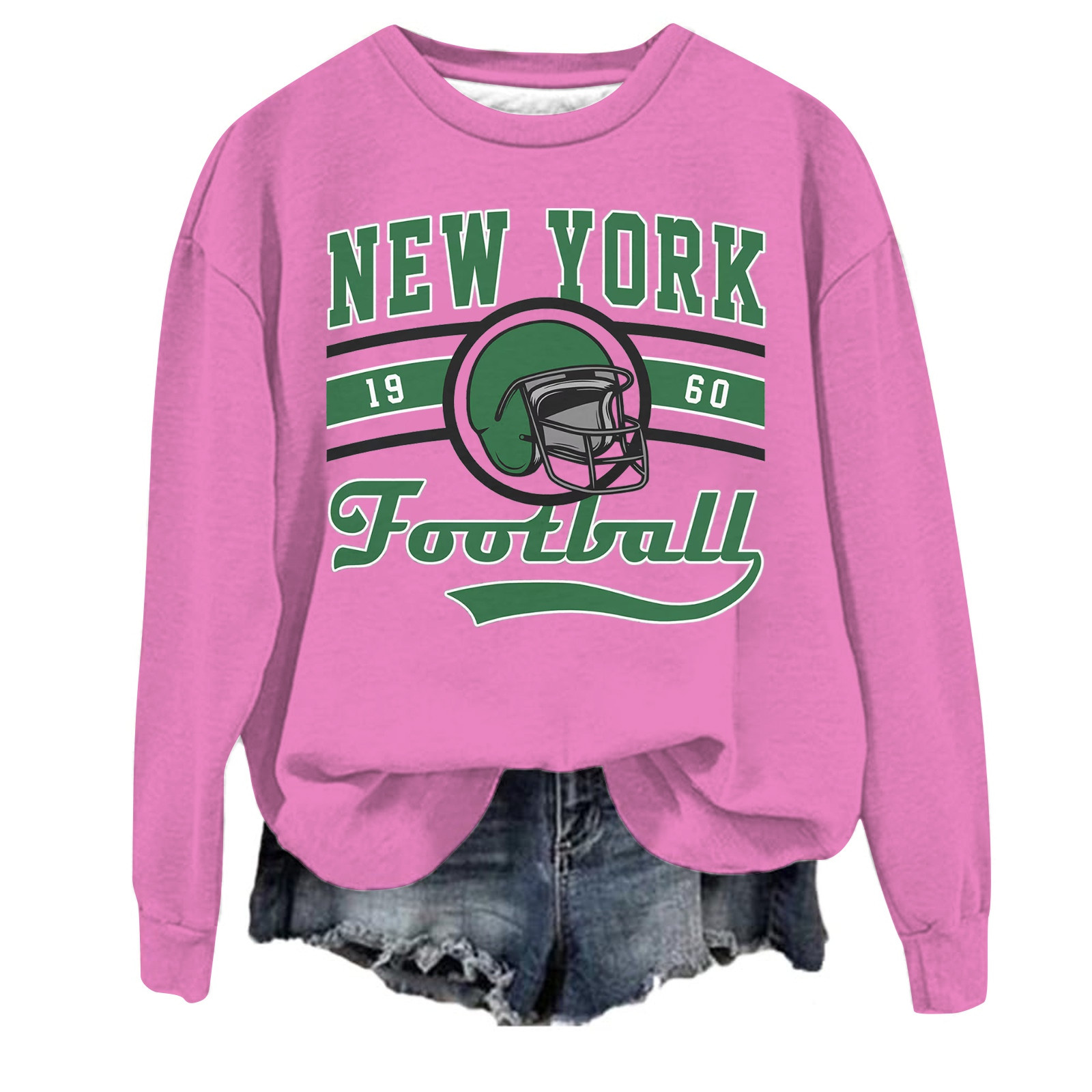 CELIEAN PulloverWomen's Casual Crew Neck New York City Football English