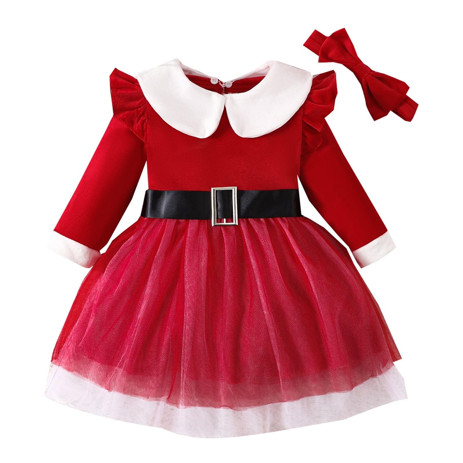 CELIEAN Toddler Girls Long Sleeve Christmas Tulle Dress Dresses