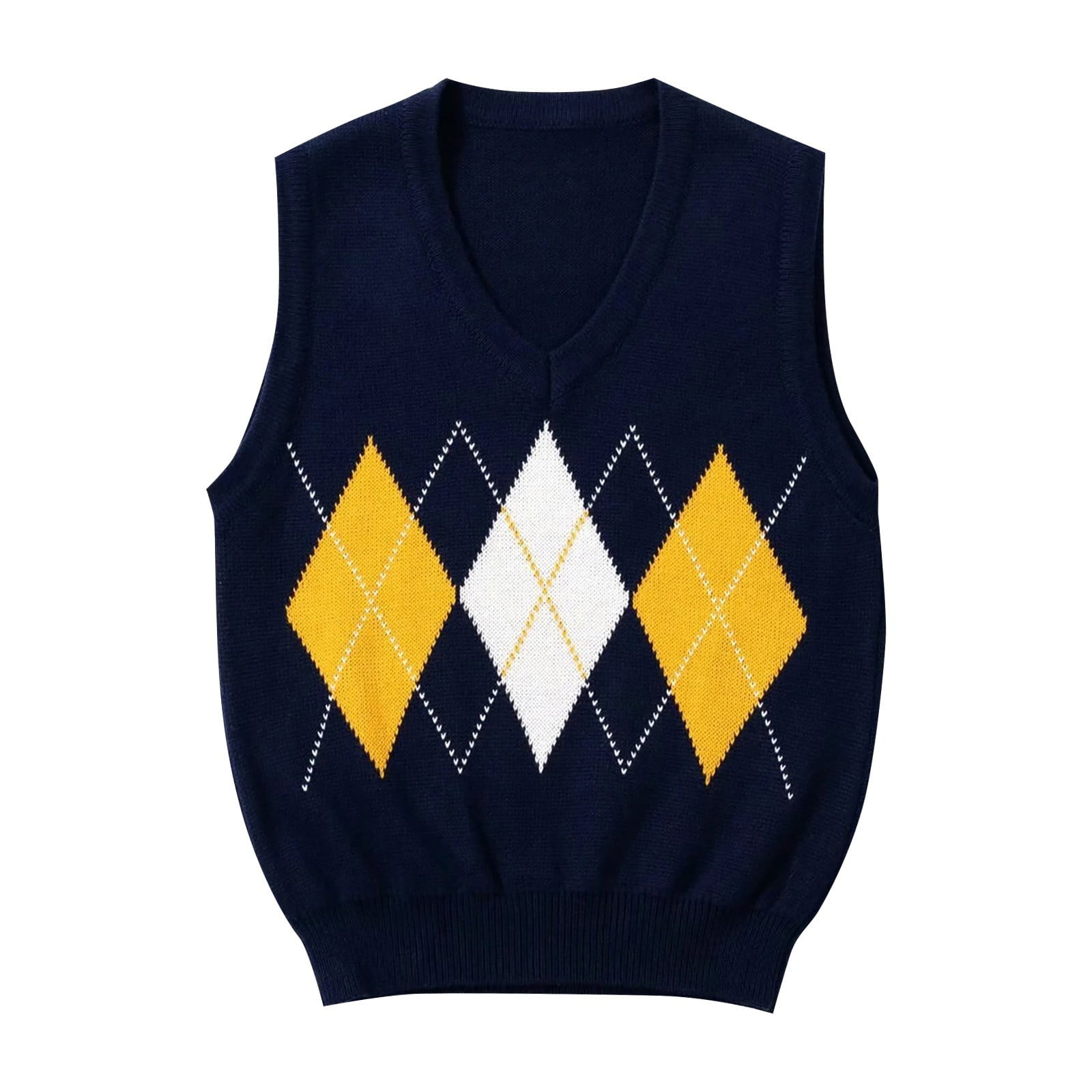 CELIEAN Vest For Women Wool Vest Sexy Plaid Contrast Color Knit Short