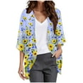 CELIEAN Women's Floral Print Puff Sleeve Kimono Cardigan Loose Cover Up