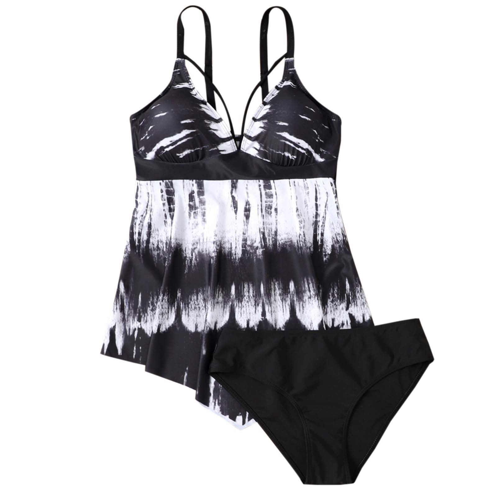 CELIEAN Women's Plus Size Printed Two Piece Tankini Swimsuit Flattering