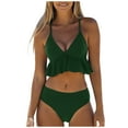 thumbnail image 1 of CELIEAN Women's Summer Solid Color Suspender Sexy Detachable Bra Split Bikini Swimsuit Green M, 1 of 2