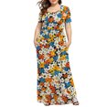 thumbnail image 1 of XFYSSS Plus Size Dresses for Women Round Neck Printed Short Sleeve Maxi Dresses Casual Empire Waist Long Dress with Pockets XL-5XL, 1 of 6