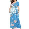 thumbnail image 1 of XFYSSS Plus Size Dresses for Women Round Neck Printed Short Sleeve Maxi Dresses Casual Empire Waist Long Dress with Pockets XL-5XL, 1 of 6