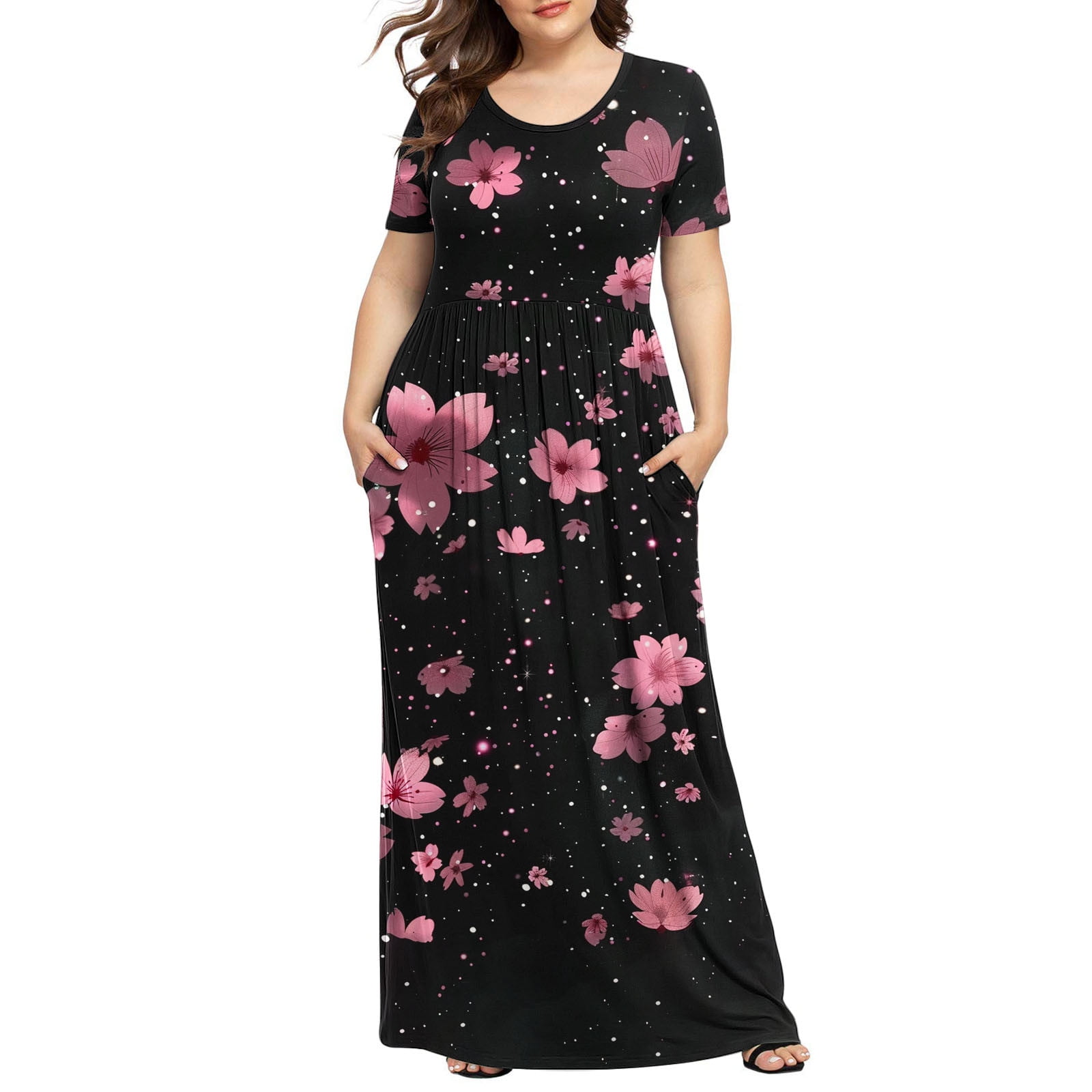 WDIRARA Newspaper Print Bodycon Short Sleeve Dress WDIRARA Women's - Short  Sleeve Bodycon Summer Casual Dress Newspaper Print Maxi Dress