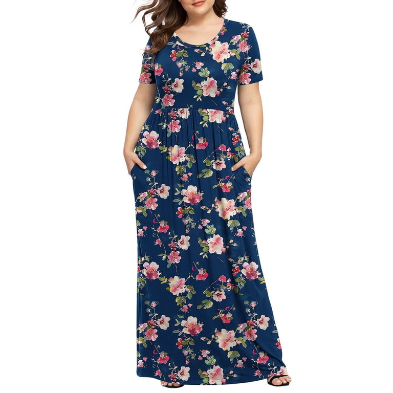 CELILIN Plus Size Dresses for Women Round Neck Short Sleeve Maxi Dresses Casual Empire Waist Long Dress with Pockets XL-5XL - Walmart.com CELILIN Plus Size Dresses for Women Round Neck Short Sleeve Maxi Dresses Casual Empire Waist Long Dress with Pockets XL-5XL - Walmart.com