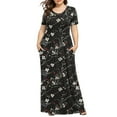 thumbnail image 1 of XFYSSS Plus Size Dresses for Women Round Neck Short Sleeve Maxi Dresses Casual Empire Waist Long Dress with Pockets XL-5XL, 1 of 6