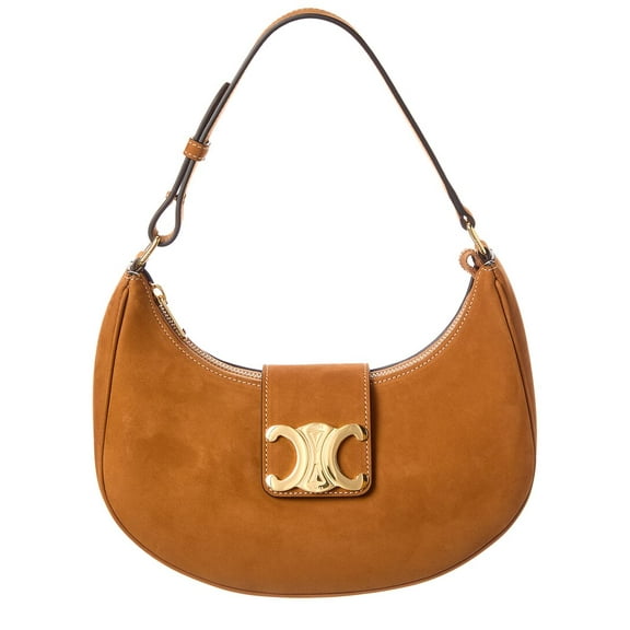 CELINE Ava Medium Suede Hobo Bag, Brown