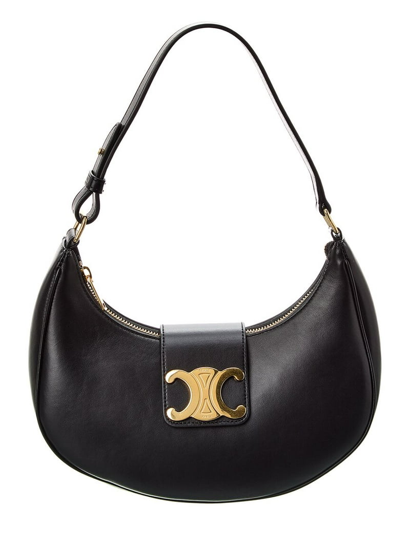 CELINE Ava Triomphe Medium Leather Shoulder Bag, Black - Walmart.com