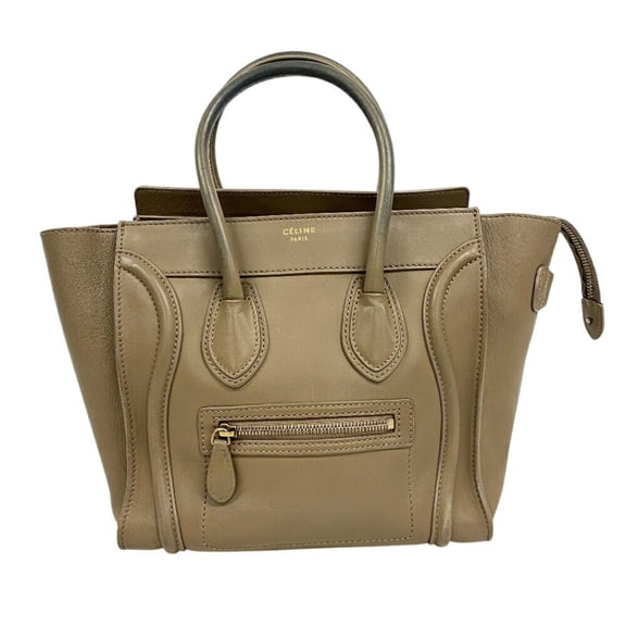 Pre-Owned CELINE Luggage Micro Shopper Handbag Bag Beige Women's (Good)