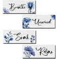 thumbnail image 1 of CELIVESGG 4 Pieces Bathroom Wall Decor, Blue, Flower Wall Art Wooden Hanging for Gallery Walls or Home Decoration, 10" x 4" x 0.2", 1 of 9