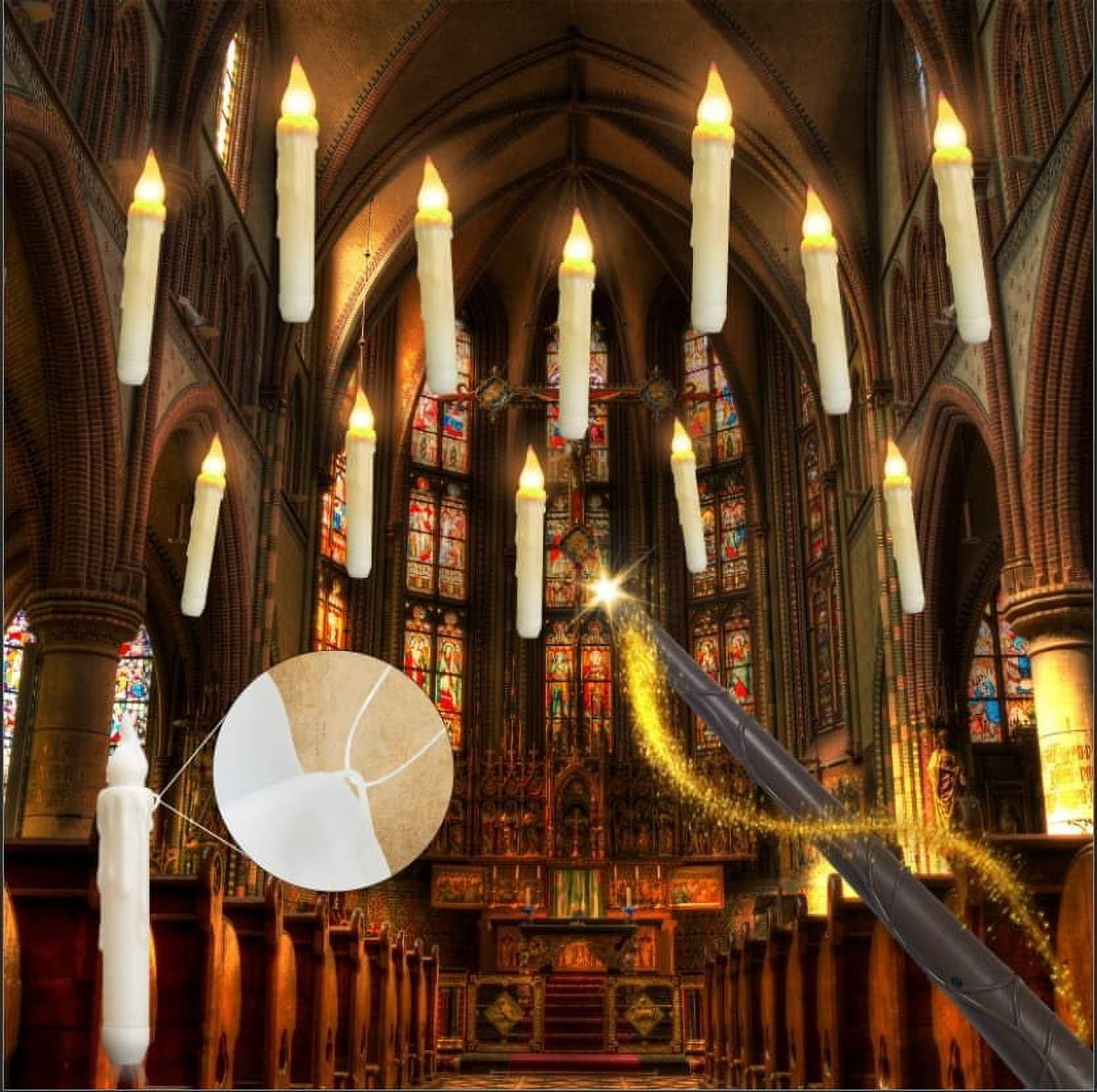 CELIVESGG Chrismas Decorations, Floating Candles with Wand, 12 Pcs