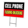 thumbnail image 1 of CELL PHONE FLASHING UNLOCKING 18"x24" Yard Sign & Stake outdoor plastic | Advertise Your Business | Stake Included Double Sided Image | Made in The USA, 1 of 3