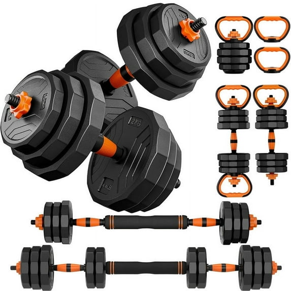 CELLOMOMO 44lb Adjustable Dumbbells set, Free Weights Dumbbells Set with Connector, Use as Barbell, Kettlebells, Push up Stand, Fitness Exercises weight set for Home Gym Suitable Men/Women