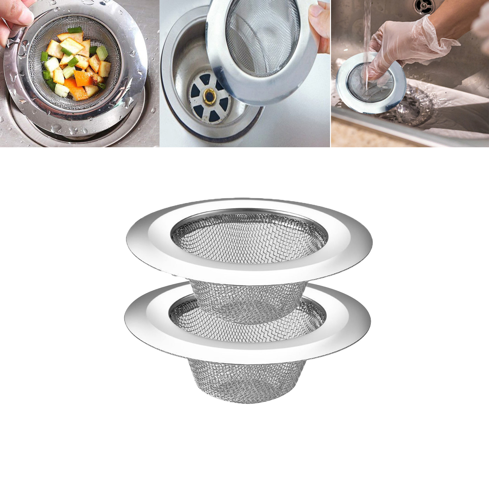 2 Pack Magnetische Driehoekige Keukenafvoer Zeef - Hoek Sink Strainer Met Anti-Clog En Fruitmand Functie, No-Drill Installatie
